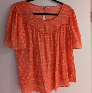 NWOT Nanette Lepore coral flutter sleeve top